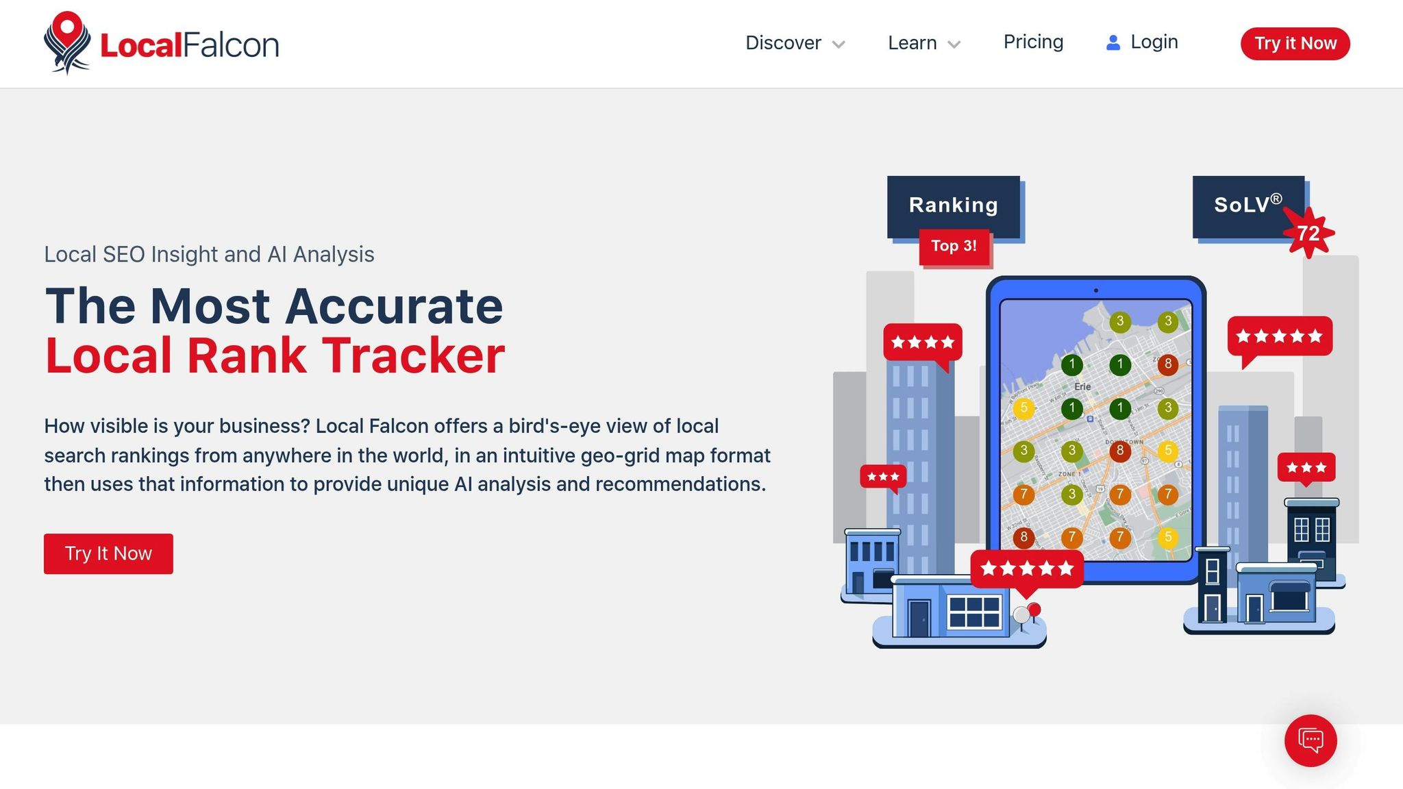 Local Falcon, one of the major geo-grid rank tracking tools used by Australian local SEOs
