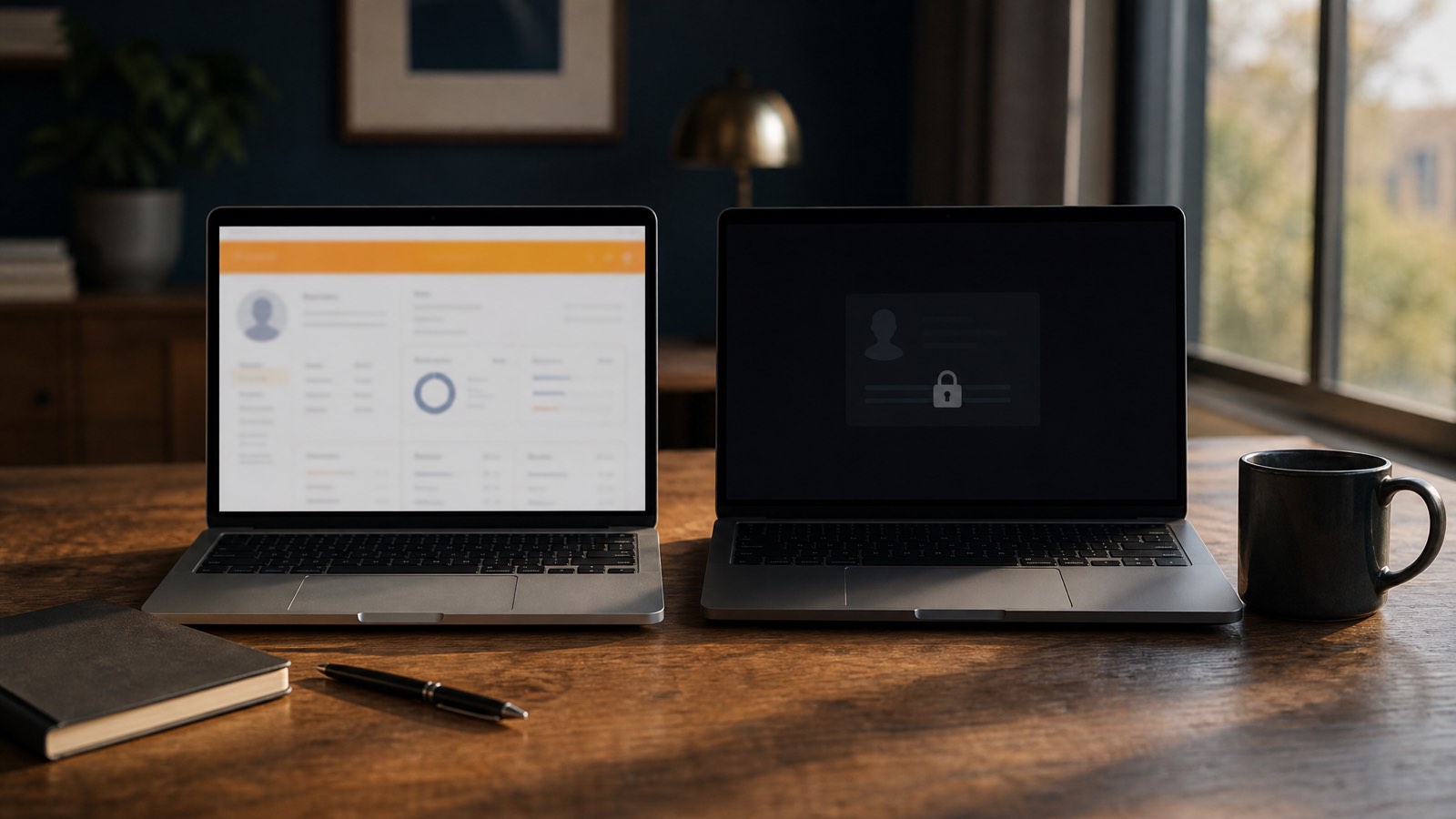A suspended Google Business Profile on one laptop and a disabled profile on another, the visible difference between the two states