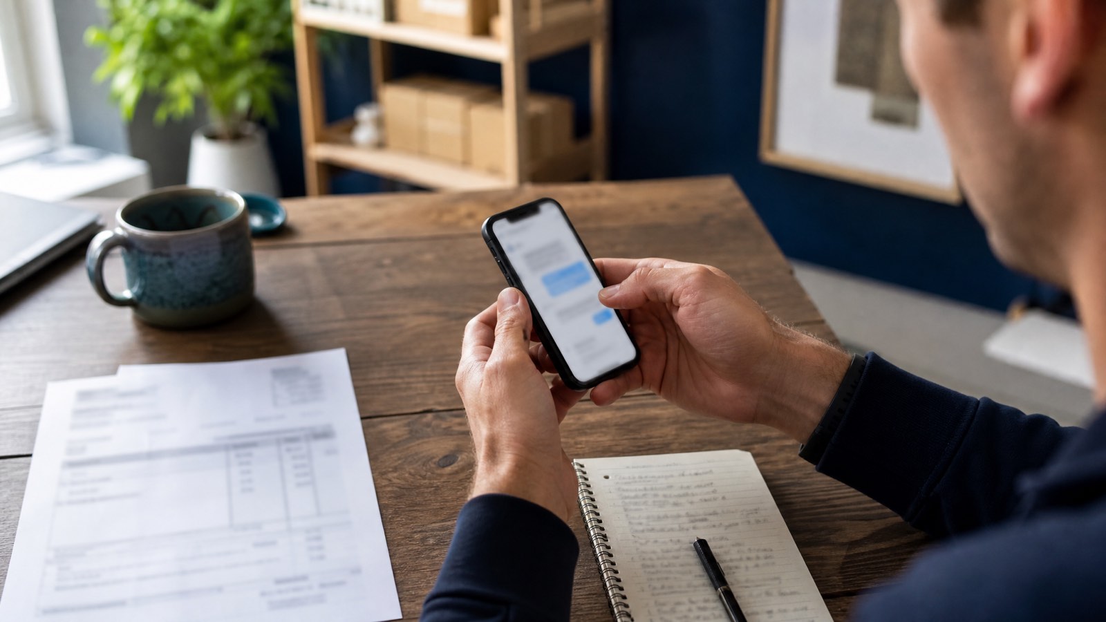 An Australian business owner sending a polite, ACCC-compliant SMS review request to a recent customer
