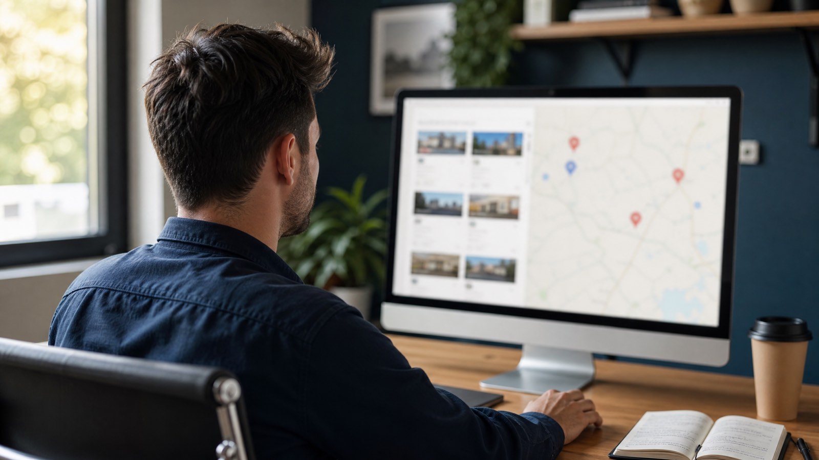 An Australian SEO consultant analysing a competitor's Google Business Profile data on a desktop monitor
