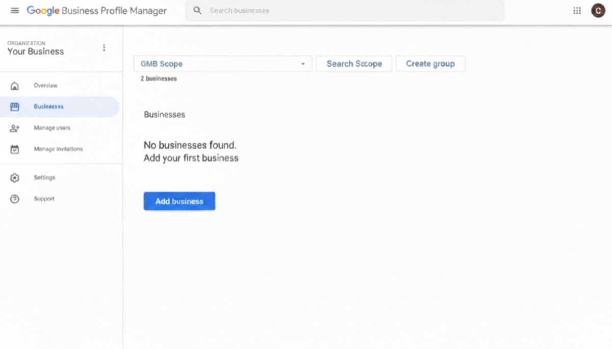 The Google Business Profile Manager interface showing the options available to manage a profile