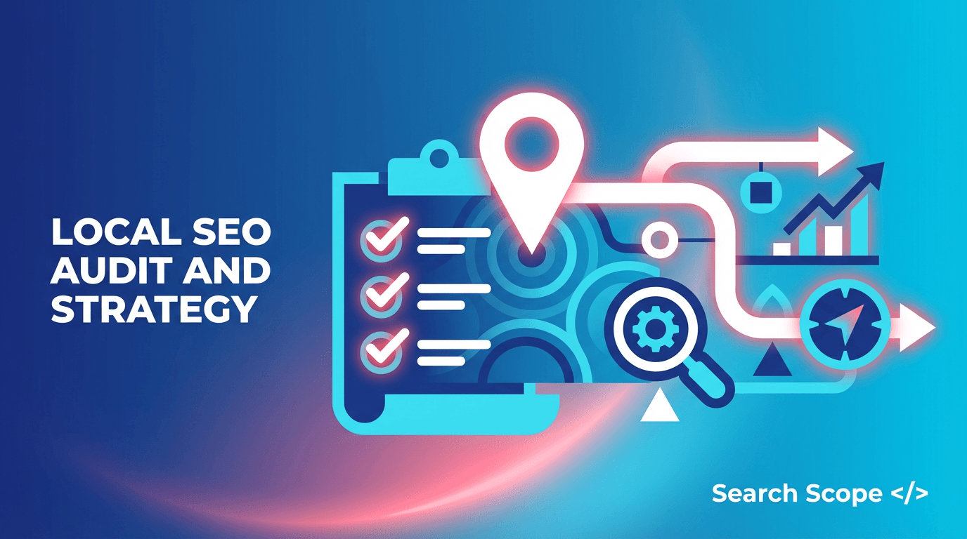 Graphic of local SEO audit and strategy process