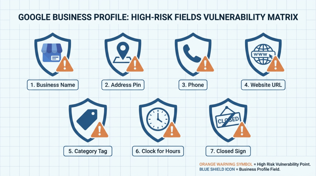 High-risk Google Business Profile fields and their impact