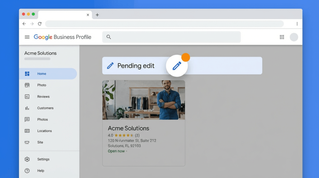 Pending edits shown in the Google Business Profile manager