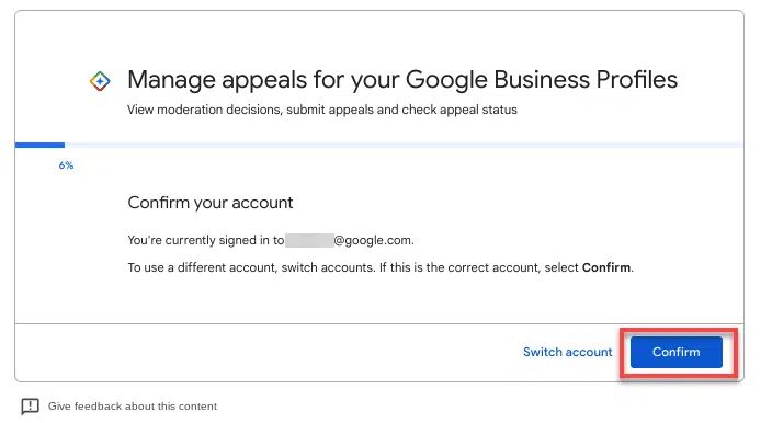 Using the Google Business Profile appeals tool