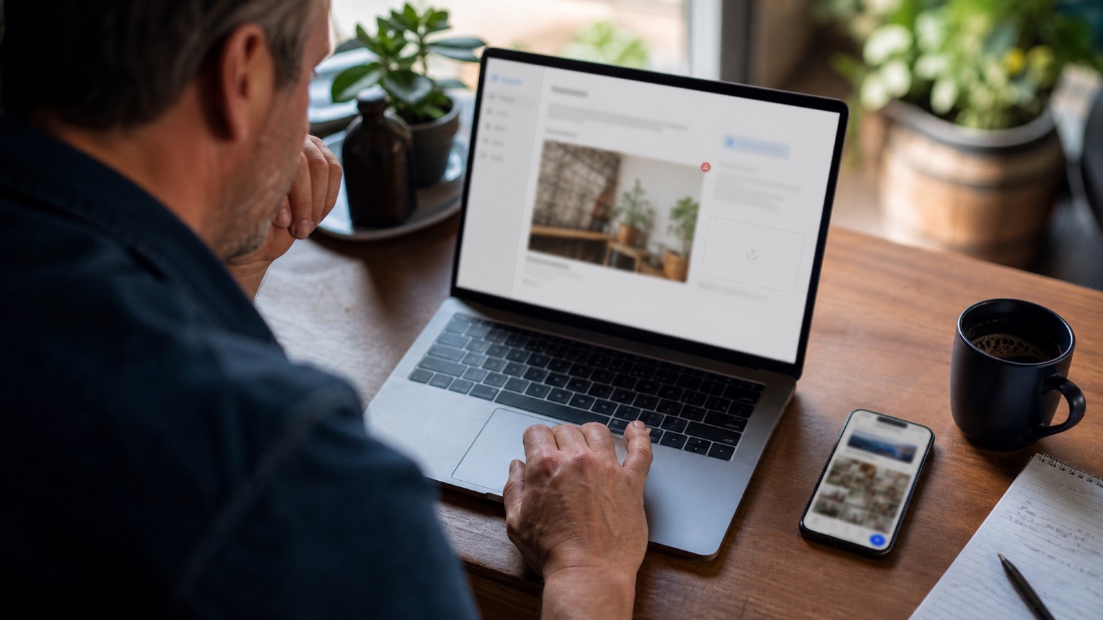 An Australian shop owner reviewing a rejected Google Business Profile photo upload on their laptop