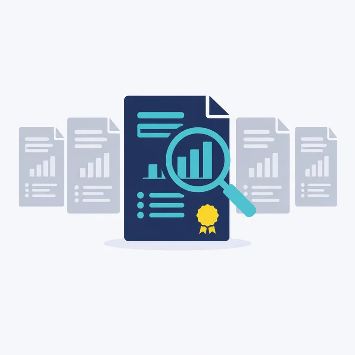 One document with real data standing out from a row of identical copies