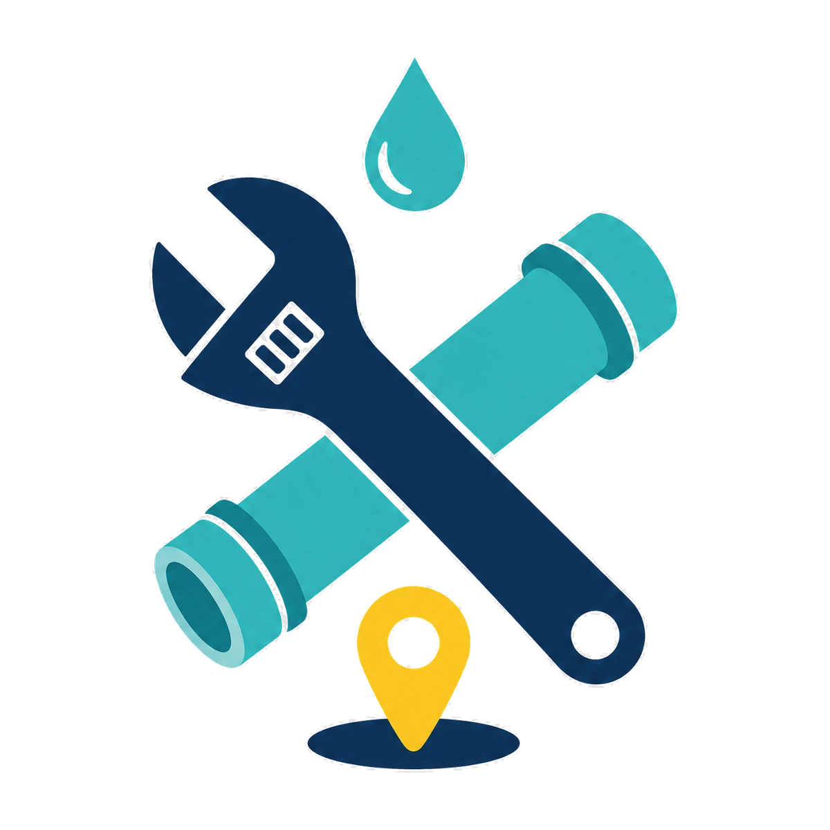 Local SEO for plumbers: a wrench and pipe with a map pin