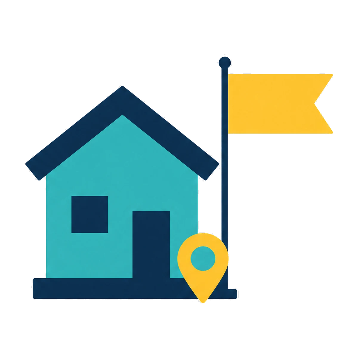 Local SEO for real estate agents: a house with a flag and a map pin