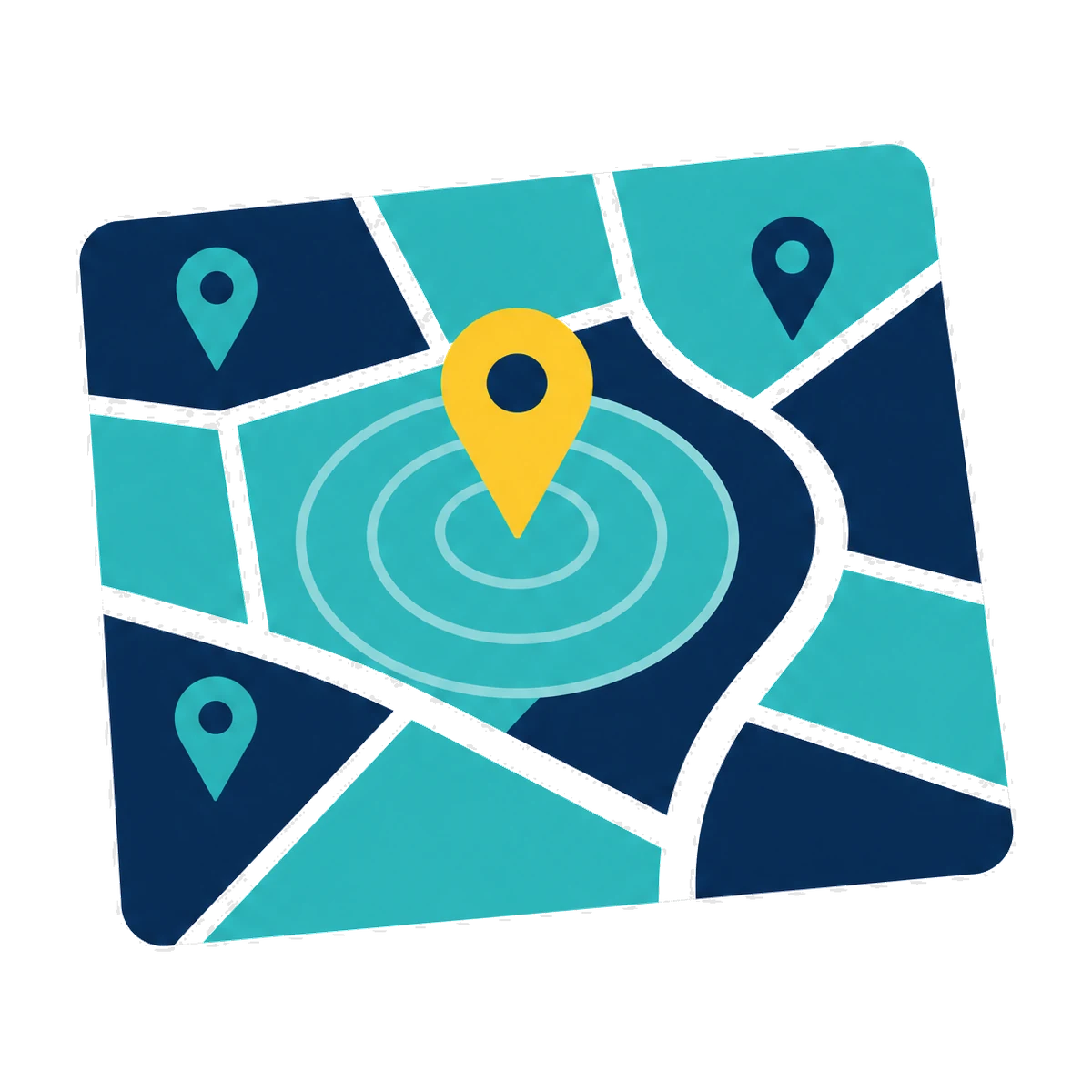 Local SEO across Perth suburbs: competitor pins on a suburb map with one business at the centre of its ranking radius