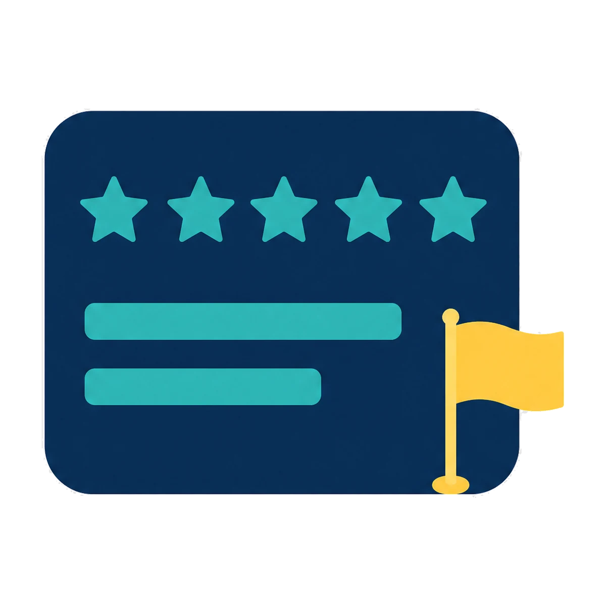Removing negative Google reviews: a review card with a star rating and a flag marker