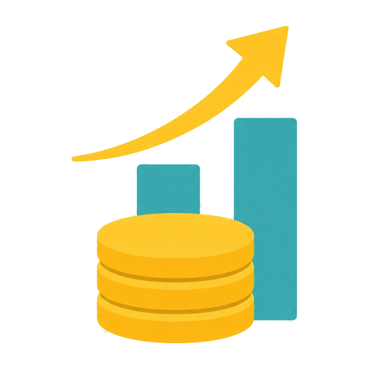 SEO campaign ROI: a stack of coins with a rising arrow and a bar chart