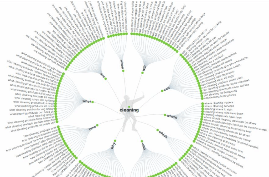 Cleaning questions visualized in a radial diagram.