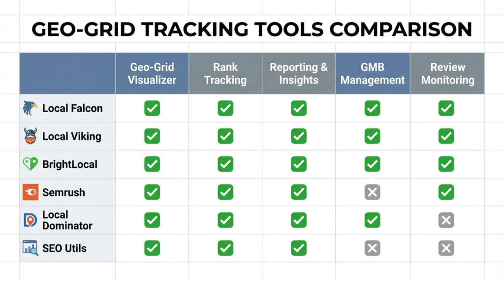 comparison matrix table showing six geo grid track 1773293667187