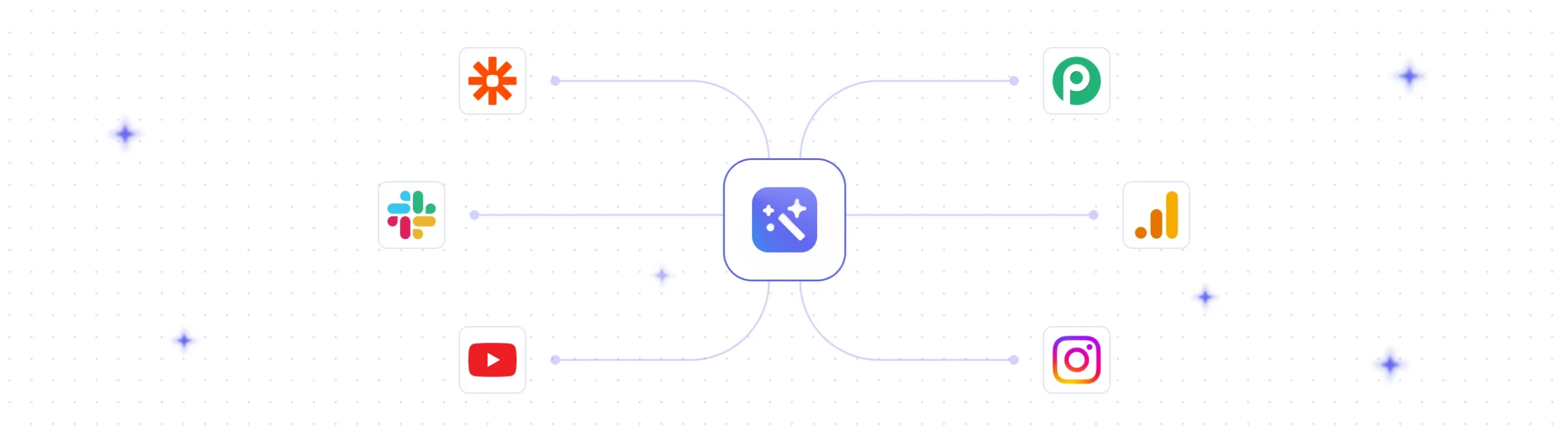 Integration diagram with app icons connected