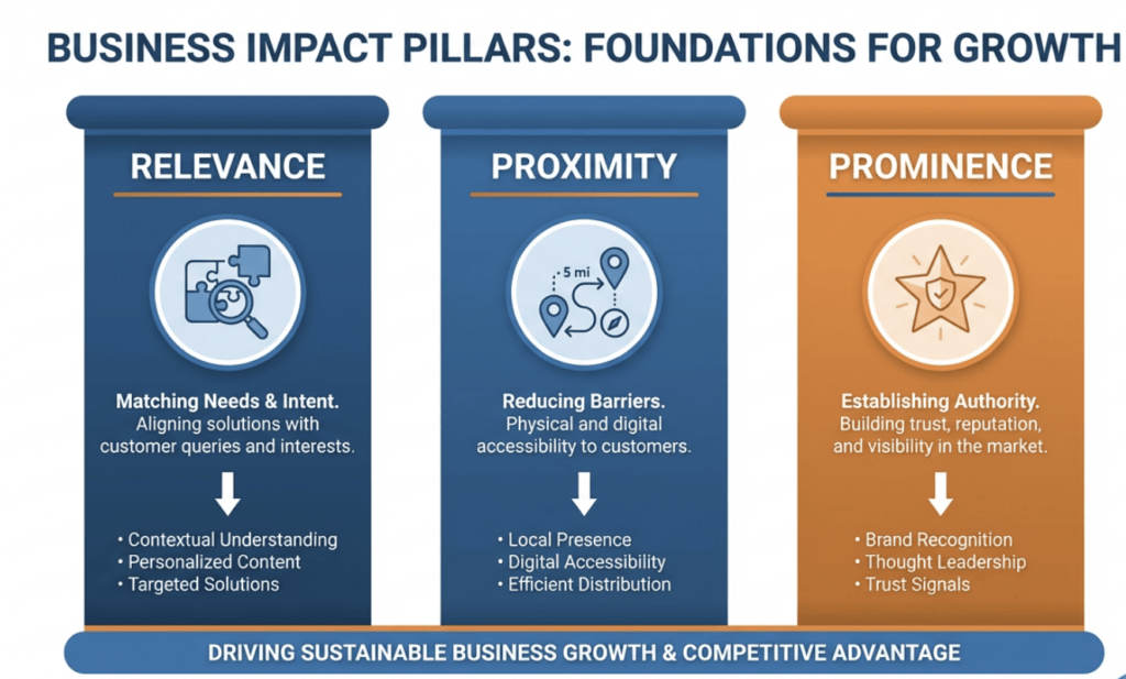 the three pillars of near me search rankings