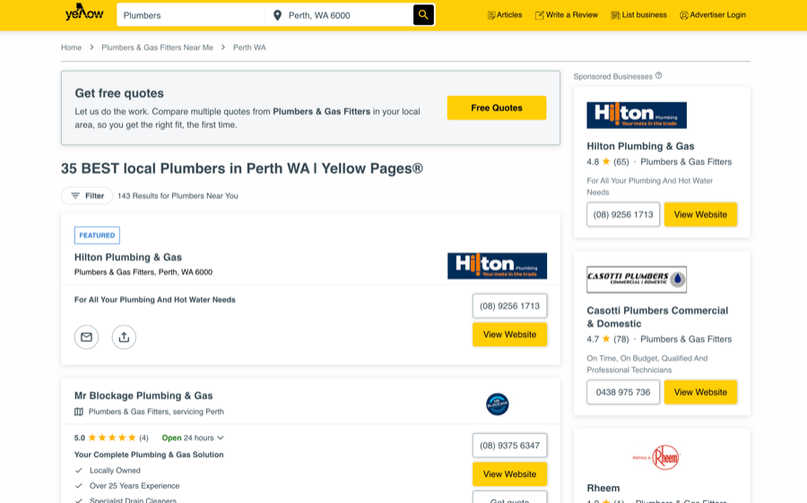 Top plumbers in Perth, reviews and contact info.