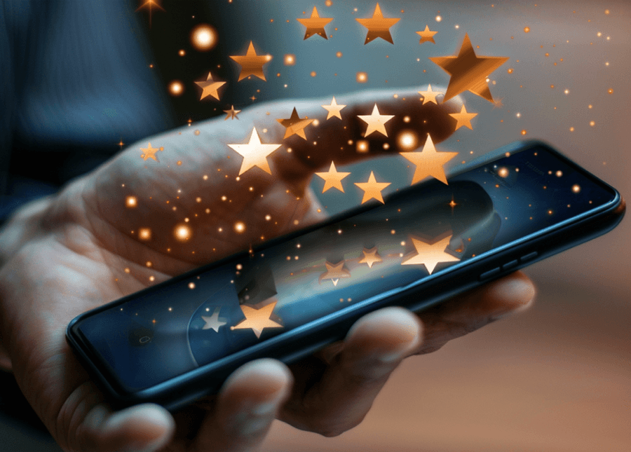 smartphone displaying a simplified business profile