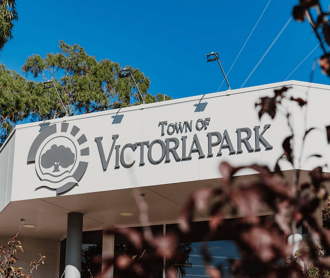 Town of Victoria Park entrance sign in Australia