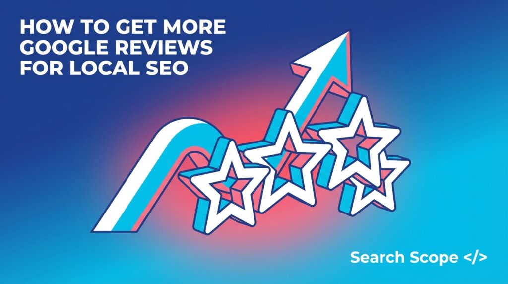 Illustration of stars and magnifying glass for SEO tips