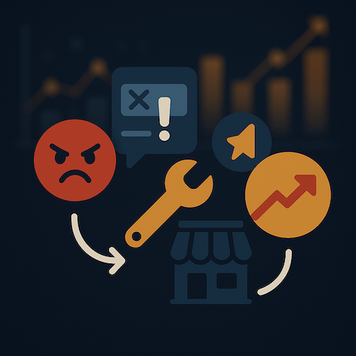 Icons depicting business improvement and feedback loop