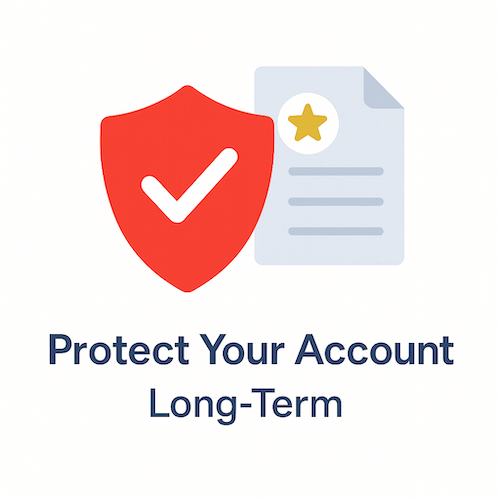 Red shield with checkmark and starred document icon