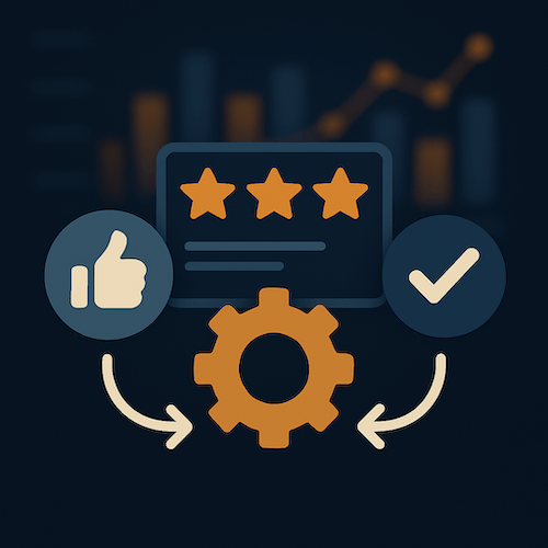 Customer feedback and quality improvement icons