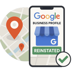 Smartphone showing reinstated Google Business Profile