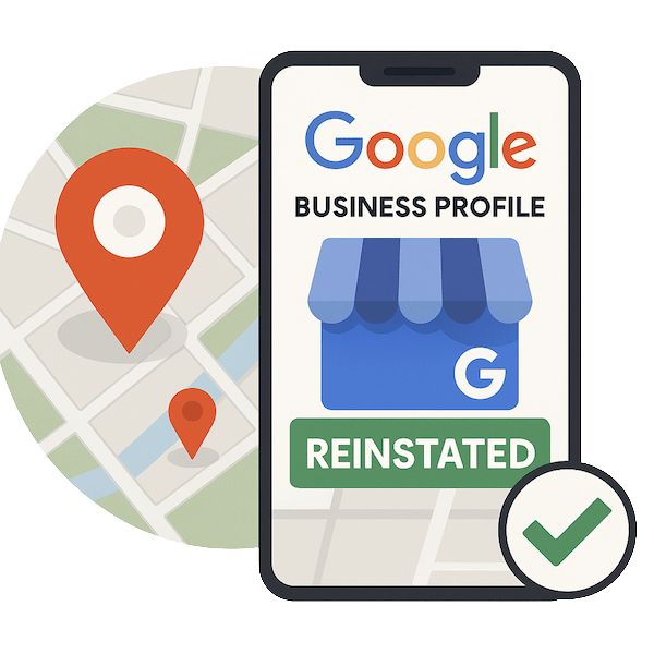 Smartphone showing reinstated Google Business Profile