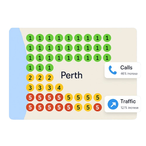 Infographic showing Perth's increased calls and traffic stats