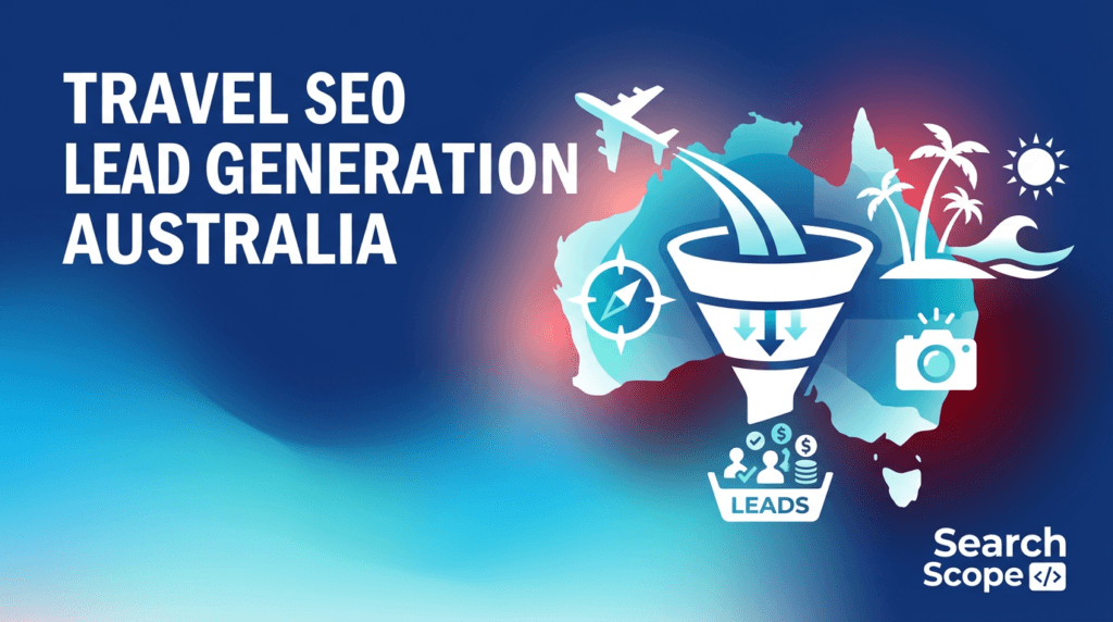 Travel SEO lead generation graphic featuring Australia