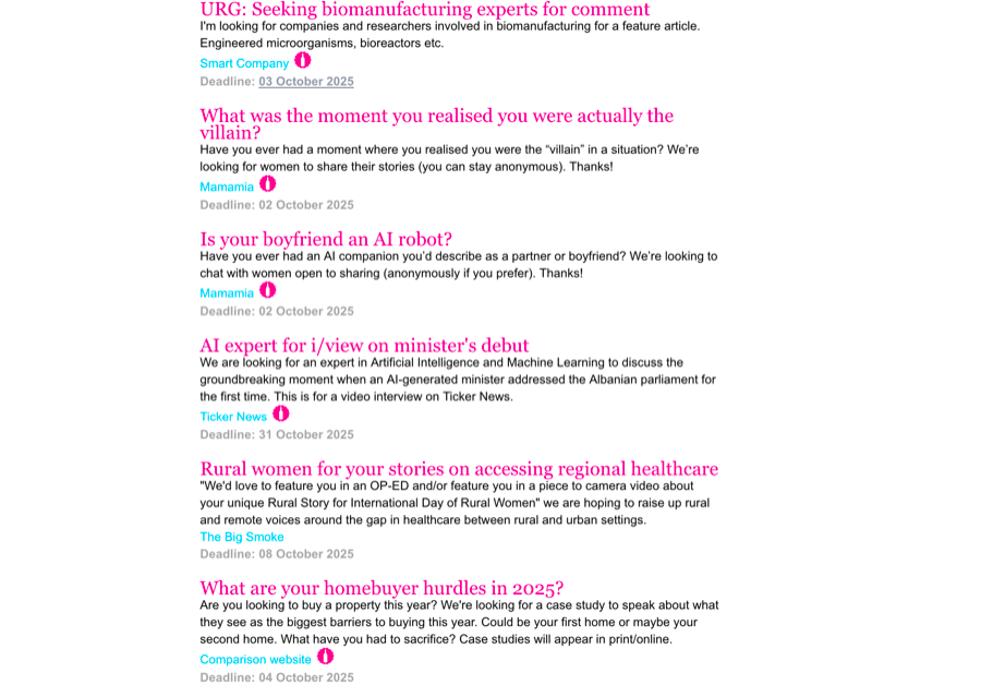 Screenshot of various media callouts for expert opinions.