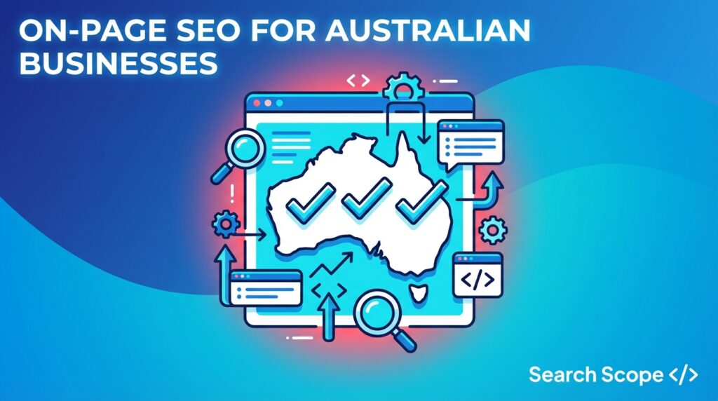 Infographic on-page SEO for Australian businesses with map